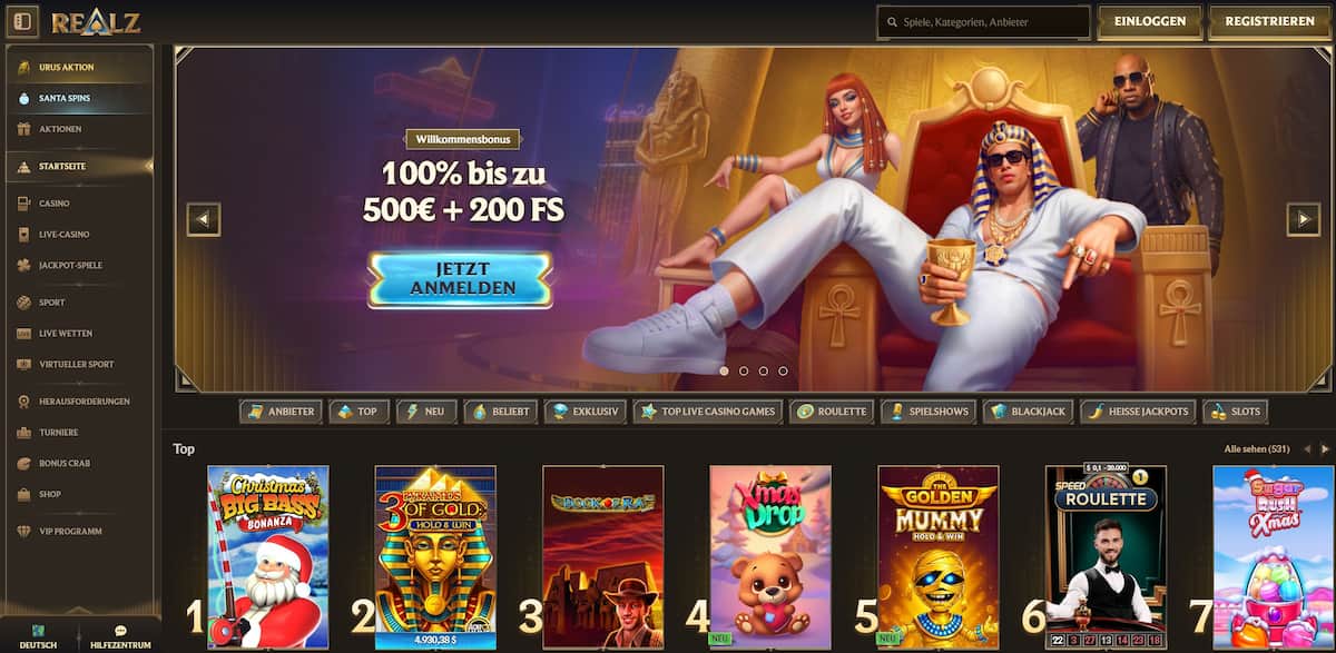 Realz positioniert sich als Krypto Casino Deutschland für Spieler, die schnelle Einzahlungen, mobile Nutzung und eine übersichtliche Oberfläche bevorzugen. Krypto-Zahlungen sind möglich, Support ist gut erreichbar, allerdings sind Bonusaktionen – besonders No-Deposit-Angebote – meist stark an Bedingungen geknüpft und sollten genau geprüft werden.