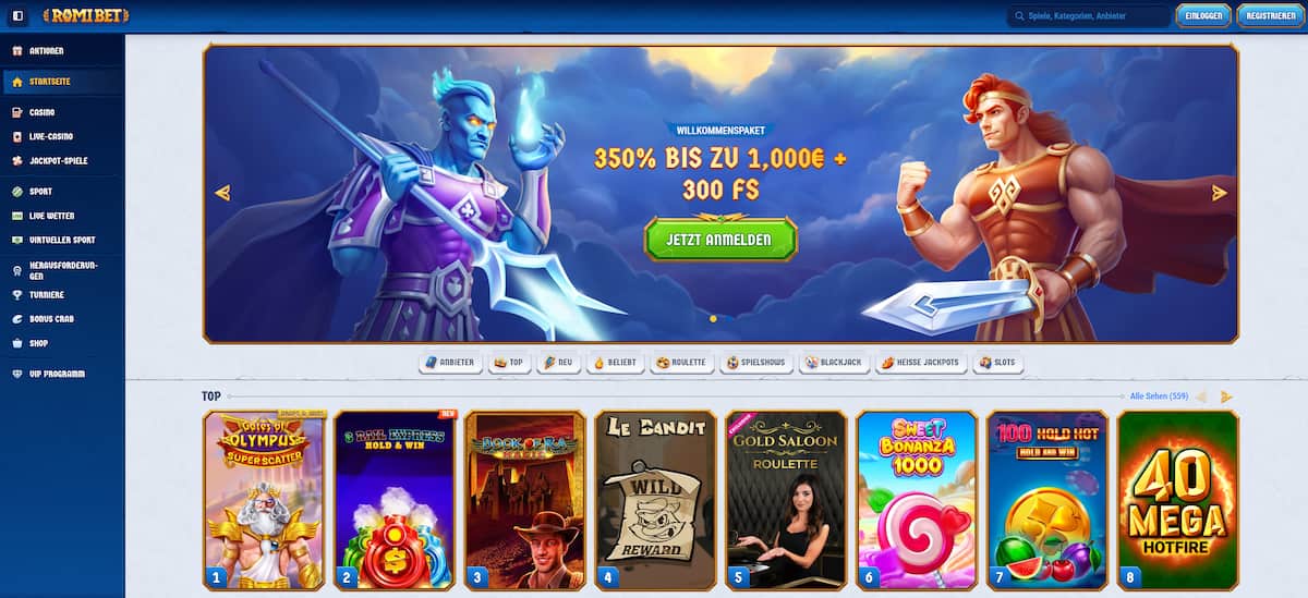 Romibet kombiniert Krypto-Zahlungen mit klassischem Live-Dealer-Casino und mobiler Nutzung. Die Plattform erinnert an Online Spielbanken mit Fokus auf Übersichtlichkeit und Live-Tische. Boni sind vorhanden, aber teils eingeschränkt, weshalb ein Blick in die Bedingungen besonders wichtig ist.